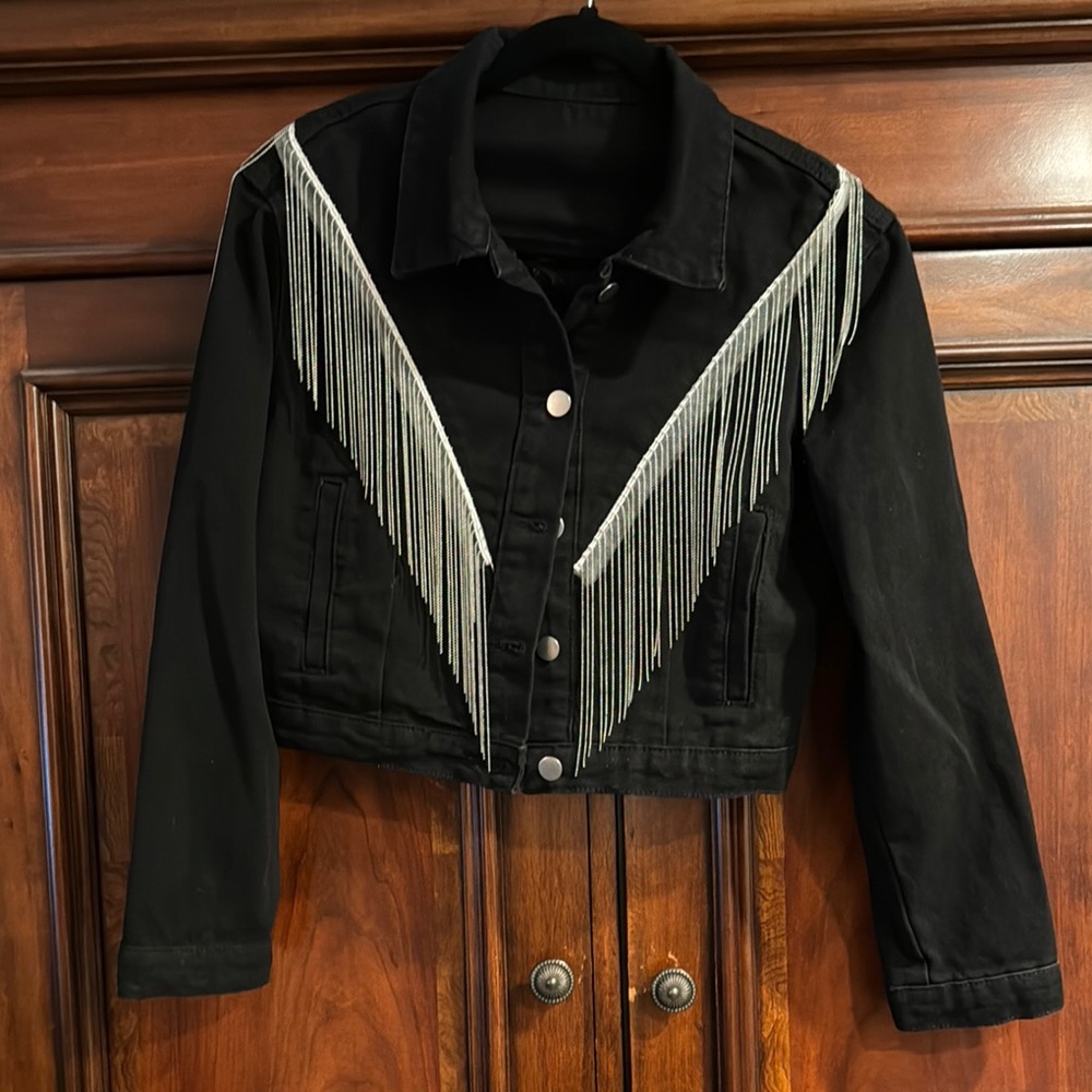 Black Fringe Jean Jacket